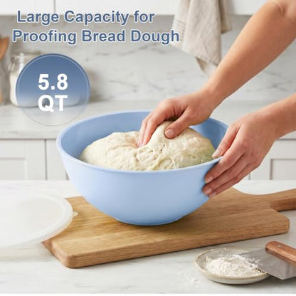 BoxedHome BPA Free Plastic Round Mixing Bowl with Lids, 12 Pack Nesting Bowls with Lids Set, Microwave and Dishwasher Safe Prep & Serving Bowls Great for Mixing, Baking, Serving (Pale Blue, 12pcs) - color: Pale Blue