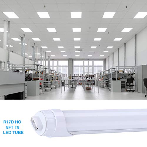 2 Pin 8FT R17D LED Bulbs, 45W (110W Equivalent), 5400LM, 6000K, R17D HO Rotatable LED Tube Light,Dual-Ended Power, Ballast Bypass,Frosted Cover, Replace T8 T10 T12 Fluorescent Light Bulb (16-Pack) - color: Frosted Cover Single Row, size: 16 Count