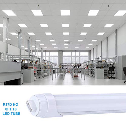2 Pin 8FT R17D LED Bulbs, 45W (110W Equivalent), 5400LM, 6000K, R17D HO Rotatable LED Tube Light,Dual-Ended Power, Ballast Bypass,Frosted Cover, Replace T8 T10 T12 Fluorescent Light Bulb (16-Pack) - color: Frosted Cover Single Row, size: 16 Count