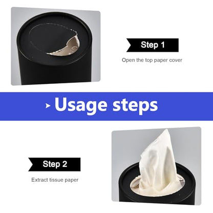 4 PCS Car Tissue Holder, Car Cup Holder Cylindrical Box, Convenient Refillable Automotive Travel Tissue Tube with 120 Sheets Facial Tissues, Universal for Most Cars (Black) - color: Black