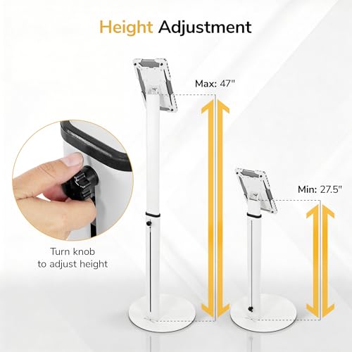 Mount-It! Anti-Theft Universal Tablet Floor Kiosk, Height Adjustable, White - color: White