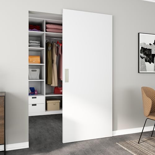 JUBEST 36"x84" Flush Concealed Barn Door with Soft Close Hardware Kit - size: 36"x84"
