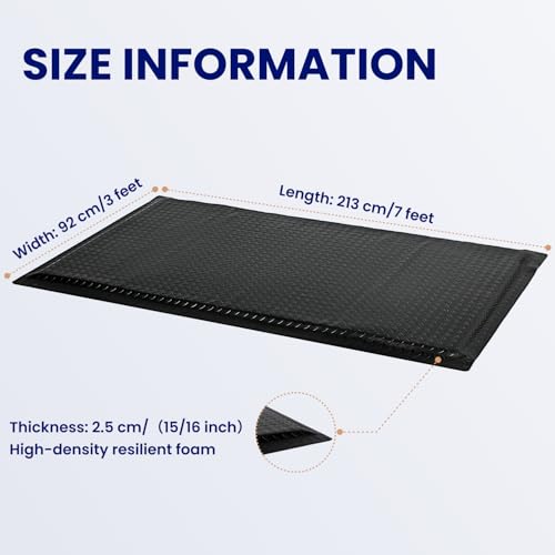 Anti Fatigue Mat, Industrial Grade Anti Fatigue Ergonomic Standing Mat 15/16" Thick Heavy Duty Workshop Floor Mat for Leg & Back Pain (Black, 3 * 7 ft) - color: Black, size: 3*7 ft