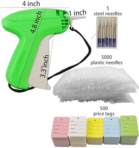Vmiapxo 5506-Piece Price Tagging Gun Kit for Clothing, Tag Attacher Machine - color: Green Tag Gun & Colorful Tags, size: 5506 PCS