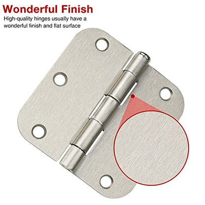 TDCHINGES Rounded Door Hinges Brushed Nickel 3.5 Inch 5/8" Radius 36 Pack - color: Satin Nickel-Rounded, size: 36 Pack