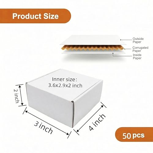 Small White Boxes 4x3x2 Inches 50 Pack - size: 4x3x2 inches