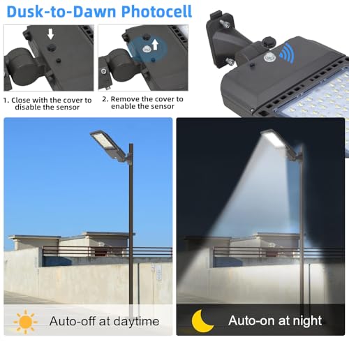 300W LED Parking Lot Light 42000LM Arm Mount for Street-4Pack