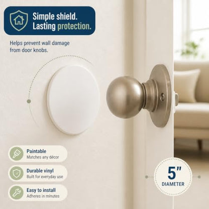 Prime-Line Wall Protector, Self-Adhesive, 5 in. Diameter, White Vinyl - color: White