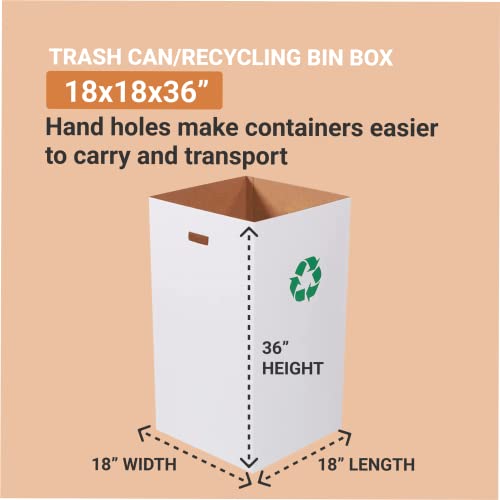 Box USA 50 Gallon 18" L x 18" W x 36" H 10-Pack Cardboard Trash Cans and Recycling Bins, Reusable or Disposable Pop Up Garbage Boxes for Parties, Outdoor Events, Heavy Duty, Recycle - size: 50 Gallon 10-Pk, style: Recycle