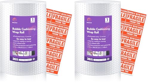 1 Roll 12" X 36' Perforated Nylon Bubble Packing Wrap for Moving Boxes Shipping Cushioning Supplies Wanguagua (Pack of 2) - size: 12in. x 36ft. / 1 Roll (Pack of 2)