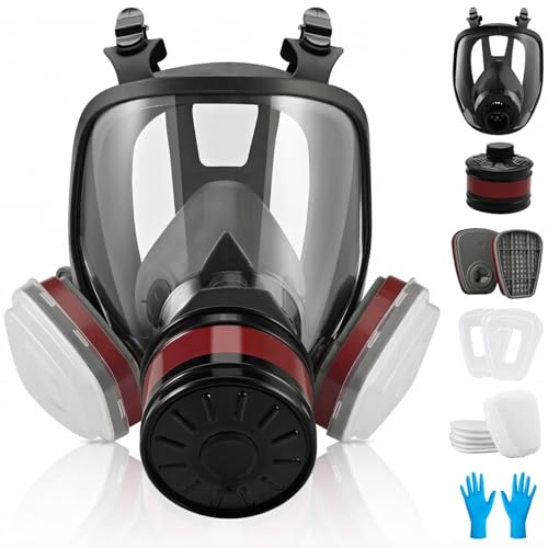Full Face Dust Mask, Reusable Full-Face Mask, Full Face Cover Mask with for Paint, Against Dust - color: 1pcs Full-mask-01