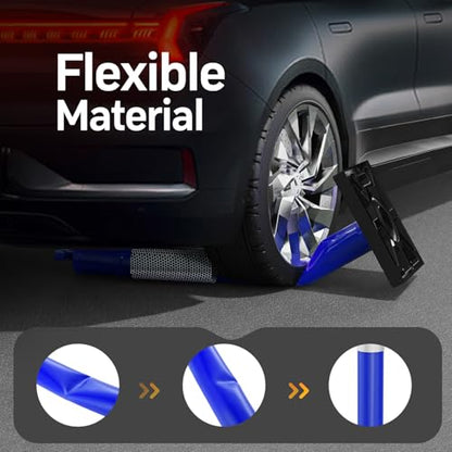 BATTIFE 45 Inch Traffic Safety Cones Delineator Posts with Base Blue 3 Pcs - color: Blue