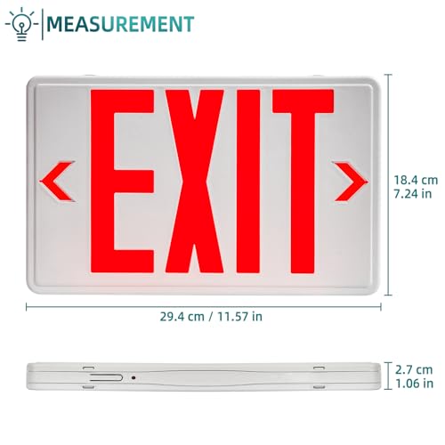 Universal Red Light LED Exit Sign OSHA Commercial, 1 Pack - color: White Housing+Red Letter, size: 1 Pack