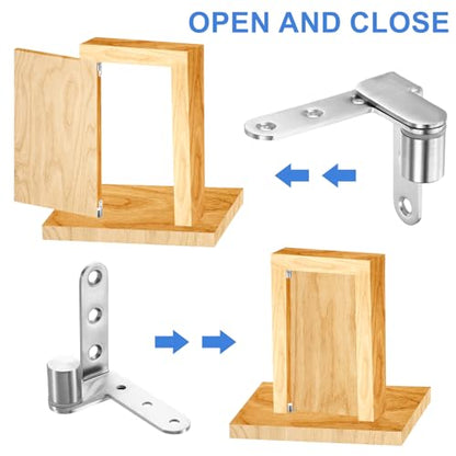uxcell 180 Degree Pivot Door Hinge, Stainless Steel Heavy Duty Door Hardware for Minimum 25mm Thick Cafe Bar Fence Gate, Maximum Weight 44lbs, Silver