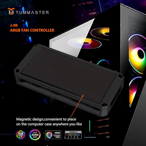 ARGB Fan HUB 5V-3Pin LED Hub 4 Pin PWM Chassis Fan Controller RF Remote (J-09（Black）) - color: black