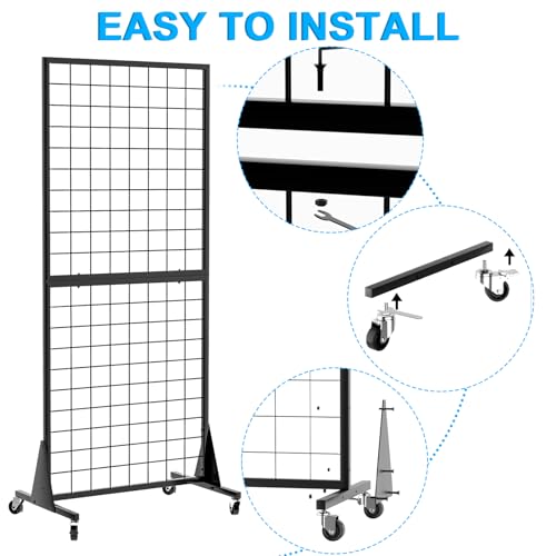 4-Pack Gridwall Panel Display Stand, 2'x5.5' Heavy Duty Floor Standing Rack with Detachable Girdwall, Movable Silent Wheel, Easy to Transport, Ideal for Retail & Craft Fairs - color: 4-Pack