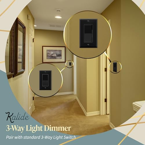 TOPGREENER 300W LED Dimmer Switch, Single Pole or 3-Way, Black, 1P - color: Black