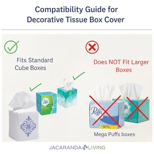 Jacaranda Living Square Tissue Box Cover, Linen/Cotton Fabric Tissue Holder, Decorative Cloth Tissue Cube Cover, Botanical Design Hydrangea Too, Light Blue - color: Hydrangea Too (Light Blue)