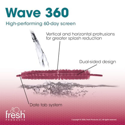 Fresh Products Wave 360 Urinal Screen for heavy duty jobs Mens Urinals 60 day protection double sided technology fewer change outs and less mess 5 pack Spiced Apple