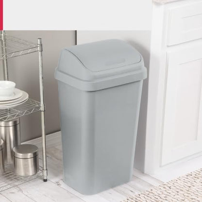 Kitchen Trash Can 13 Gallon Plastic Garbage Bin with Swing Top Lid