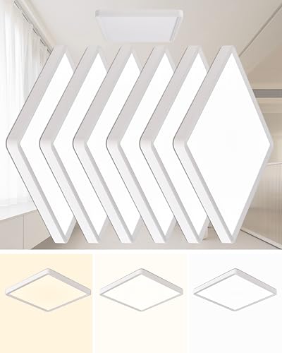 Square Led Flush Mount Ceiling Light,12 Inch 30w 2980lm led Light 3000k,4000k,6000k CCT Selectable,Flat Panel Super Slim Led Ceiling Light Fixture,for Living Dining Kitchen Bedroom Room (6Pack-White) - color: White, size: 12 Inch 6PK Square