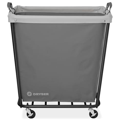 Dryser Large Commercial Heavy-Duty Rolling Laundry Hamper, Steel Frame Cart on Wheels with Removable Canvas Bin for Hotel or Home - Gray - color: Grey, size: Large