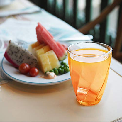 Topsky 12-ounce Plastic Water Tumblers | Set of 4 Transparent Unbreakable Drinking Glasses Clear Acrylic Reusable Juice Wine Cups for Home Picnic Party, Dishwasher Safe, Stackable - color: Clear 12.3oz