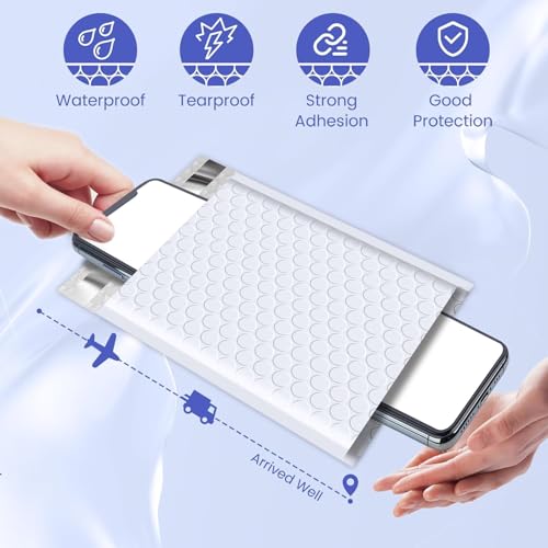 Fuxury Bubble Mailers Bulk 5x8.6" 800Pack White Waterproof Padded Envelopes - color: White, size: 5x8.6" 800PC
