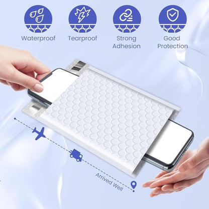 Fuxury Bubble Mailers Bulk 5x8.6" 800Pack White Waterproof Padded Envelopes - color: White, size: 5x8.6" 800PC