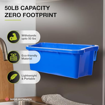 Nova Products Recycle Bin Wall Mount (2 Pack) – Heavy-Duty Garage Organizer & Trash Can Holder, Space-Saving Blue Bin Hanger for Home, Kitchen, Utility Room & Workshop Storage