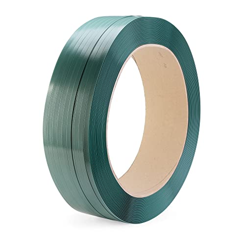 IDL Packaging 5/8" x .035" x 4000' Polyester (PET) Strapping Roll of 16" x 6" Core Size, 1400 lbs Break Strength, Embossed, Green - UV, Water, and Rust Resistance - size: 5/8W" x 4000L' Embossed
