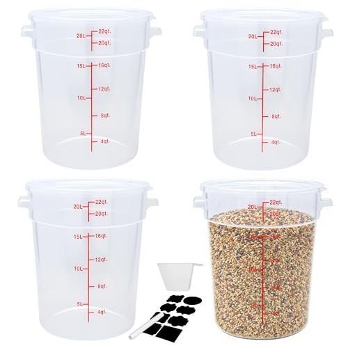 4 Pack 22 Qt Round Food Storage Containers with Lids, Translucent - color: 22 Quarts