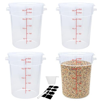 4 Pack 22 Qt Round Food Storage Containers with Lids, Translucent - color: 22 Quarts