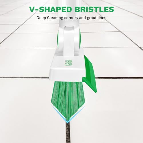 SetSail Grout Cleaner Brush with Long Handle, V-Shaped Floor Scrub Brush - color: Green