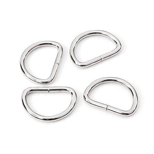CooBigo 100 Pack 5/8" Dee Rings D-Ring Metal Buckle Strap Sewing Accessories FLQ051-C - color: Silver, size: 5/8 Inch