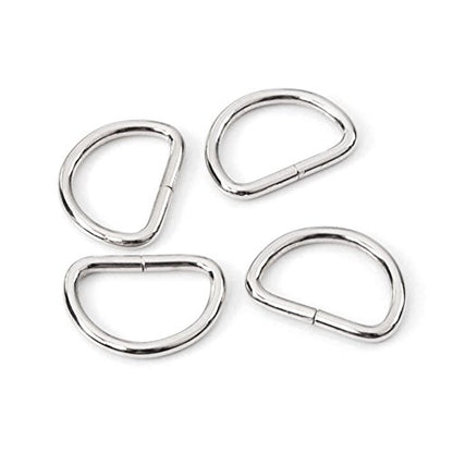 CooBigo 100 Pack 5/8" Dee Rings D-Ring Metal Buckle Strap Sewing Accessories FLQ051-C - color: Silver, size: 5/8 Inch