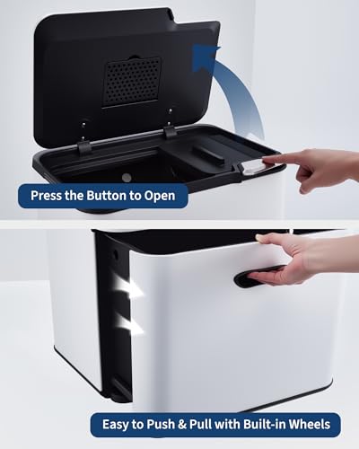 Garvee Dual Trash Can for Kitchen, 2 Compartment (33L + 28L) Garbage Can - color: White, size: 33L+28L