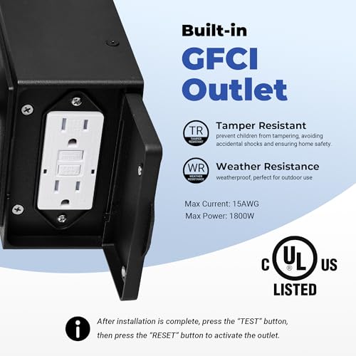 Porch Light with GFCI Outlet, Black Motion Sensor Outdoor Lights 2-Pack, Outside Wall Lights for House, Garage, Doorway, Garden, Aluminum Waterproof and Anti-Rust, Distance and Time Adjustable - color: Black, size: Motion Sensor 2-Pack