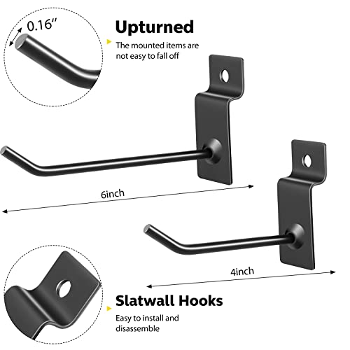 Moxweyeni 50 Packs Slatwall Hooks 4 Inch 6 Inch, Black - color: Black