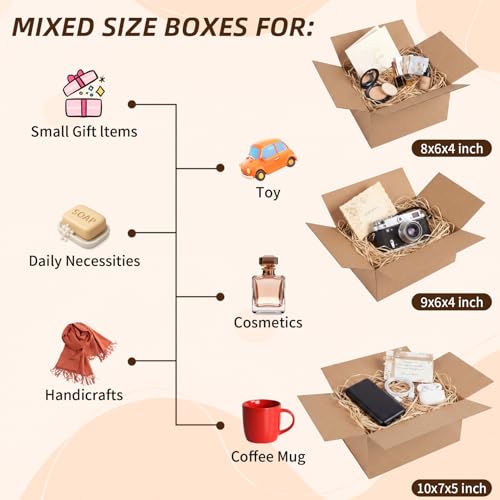ZBEIVAN Shipping Boxes Mailers Assorted Sizes 10x7x5, 9x6x4, 8x6x4 inches Corrugated Cardboard Small Packing Kraft Moving Mailing Box, Pack of 30 - size: 10X7X5&9X6X4&8X6X4 inch