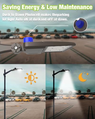 YXL LED Parking Lot Shoebox Light with Dusk to Dawn Photocell, 21000LM 5000K Daylight Arm Mount, IP65 Waterproof Area Light for Parking Lot Sports Stadium 150W 33Pack - size: 150W Arm 33Pack