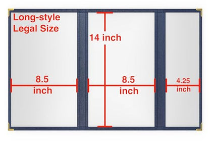 10 Pcs Blue Menu Cover 8.5x14 & 4.25x14, Asymmetric Trifold, Crystal-Clear - color: blue, size: Trifold/2.5 Pages - 8.5" x 14"