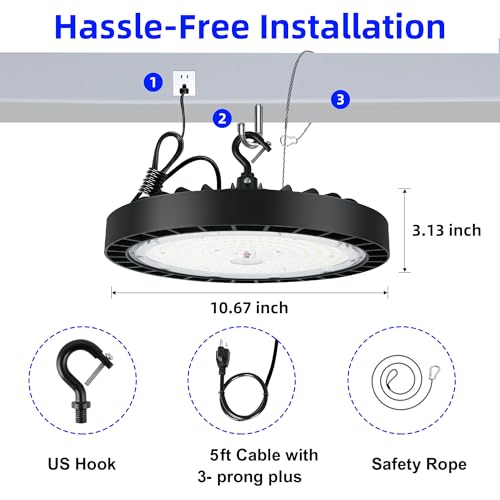hykolity UFO LED High Bay Light, 200W, 26000LM, 5000K Daylight, 130LM/W - size: 200W