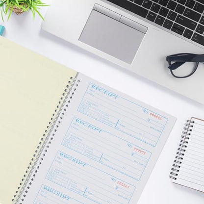 Receipt Book with Carbon Copies,Money and Rent Receipt Book,2-Part Carbonless,5.31" x 11.22",Spiral Bound,200 Sets per Book,4 Receipts per Page. - size: 5.31x11.22 inches, style: 1Pc-2Part