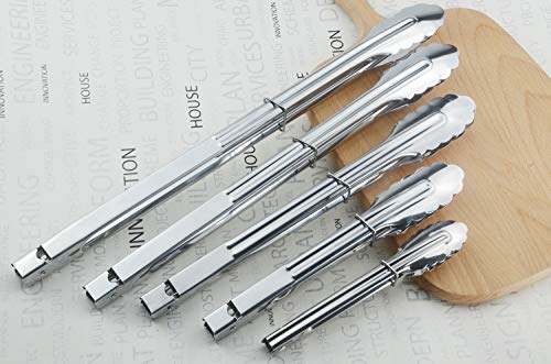 HINMAY Stainless Steel Serving Tongs Grilling Tongs for Cooking Camping Barbecue (12-Inch 3 Pieces) - size: 12" 12" 12"