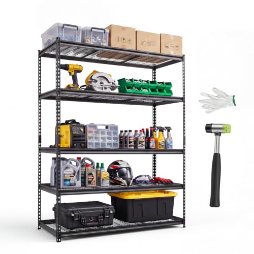 VEVOR Storage Shelves, 5-Tier 3000 lbs Garage Shelving 60 x 24 x 77 in - color: Black, size: 24" D x 60" W x 77" H