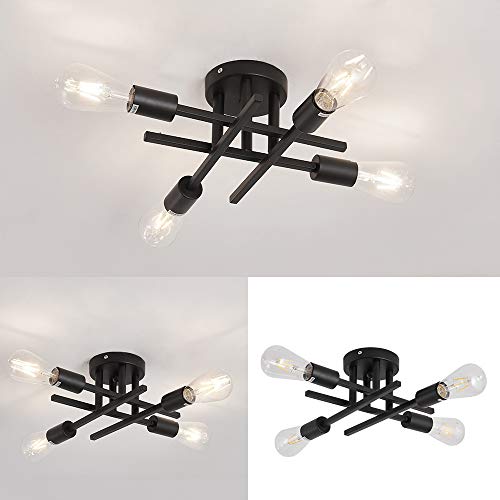 ZGLAOJT Semi Flush Mount 4 Light Ceiling Light Matte Black with E26 Base Modern Chandelier for Farmhouse Kitchen Dining Room Bedroom Study Living Room. - color: Black, size: 4-Light