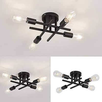 ZGLAOJT Semi Flush Mount 4 Light Ceiling Light Matte Black with E26 Base Modern Chandelier for Farmhouse Kitchen Dining Room Bedroom Study Living Room. - color: Black, size: 4-Light