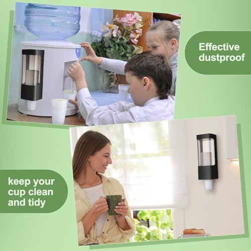 Chengu 2 Pcs Wall Mounted Bathroom Cup Dispenser for 3-5 oz Cups, Black - color: Black