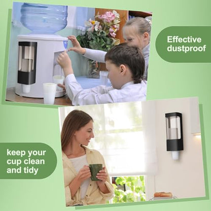Chengu 2 Pcs Wall Mounted Bathroom Cup Dispenser for 3-5 oz Cups, Black - color: Black